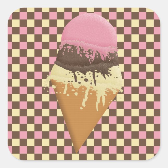 Triple-Scoop Ice Cream Cone Stickers (Front)