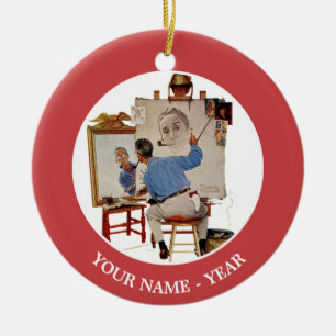 Triple Self-Portrait Ceramic Ornament