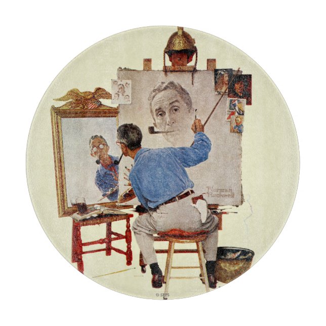 Triple Self-Portrait Cutting Board (Front)
