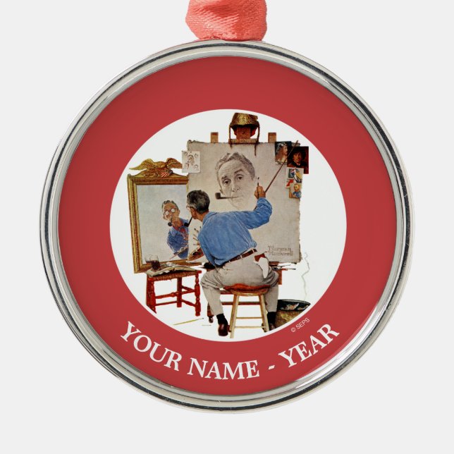 Triple Self-Portrait Metal Ornament (Front)