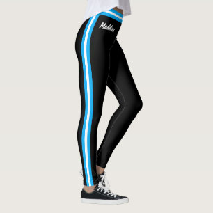 Triple Side Stripe Edit Colours and Name on BLACK Leggings