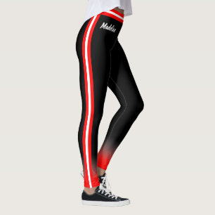 Triple Side Stripes Edit Colours and Name on BLACK Leggings
