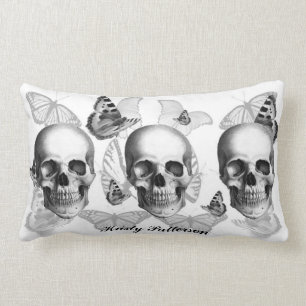 Triple Skull with Butterflies LARGE pillow
