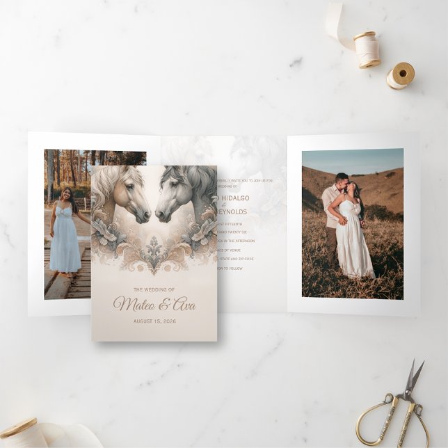 Triple spécial Ajouter un Faire-part de mariage ph (Special Trifold Add Photo Wedding Invitation)