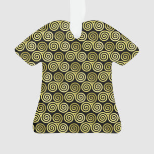 Triple spiral Gold Black Background Ornament