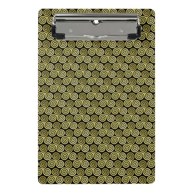 Triple spiral Gold Black Pattern Mini Clipboard (Front)