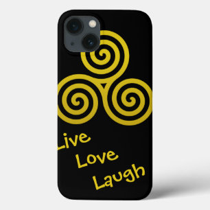 Triple spiral Live Love Laugh Gold iPhone 13 Case