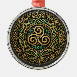 Triple Spiral Mandala — Eternal Celtic Interlace Metal Ornament