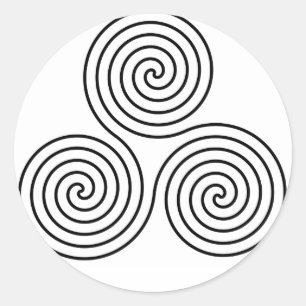 Triple spiral symbol. classic round sticker