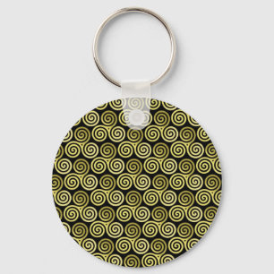 Triple spiral triskele Celtic Khaki Beige Keychain