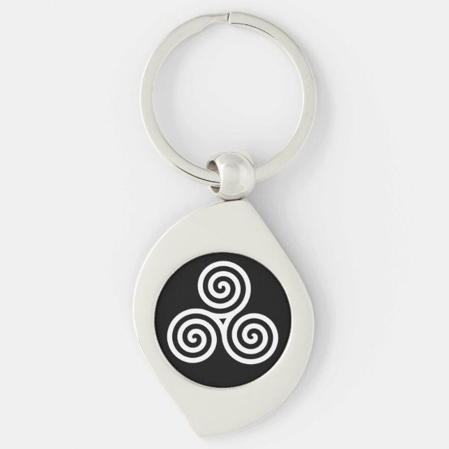 Triple spiral White Keychain (Front)