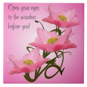 Triple Stack Pretty Pink Poppies Close Up Tile