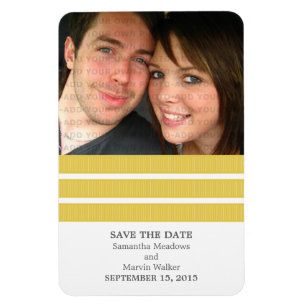 Triple Stripe Photo Save the Date Magnet, Yellow Magnet