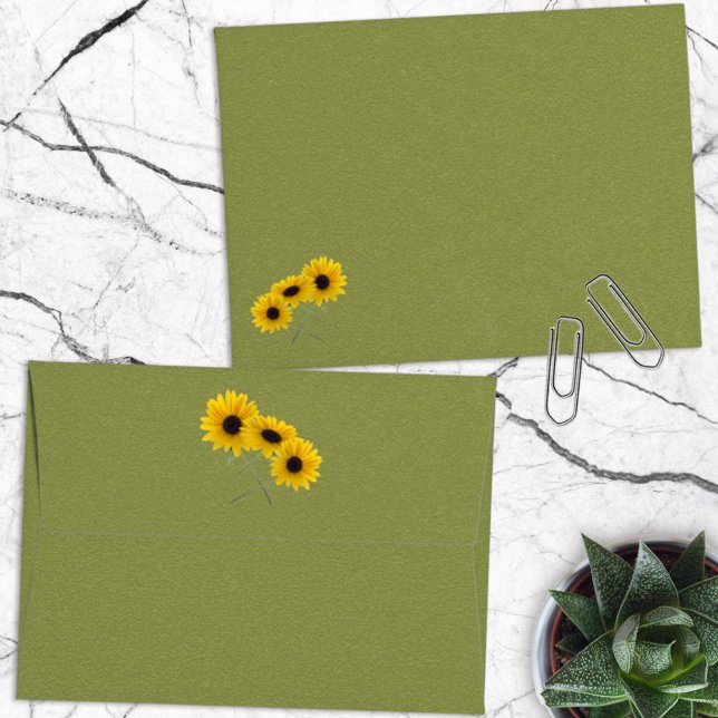 Triple Sunflower Photo Front Back Flap Envelope (Creator Uploaded)