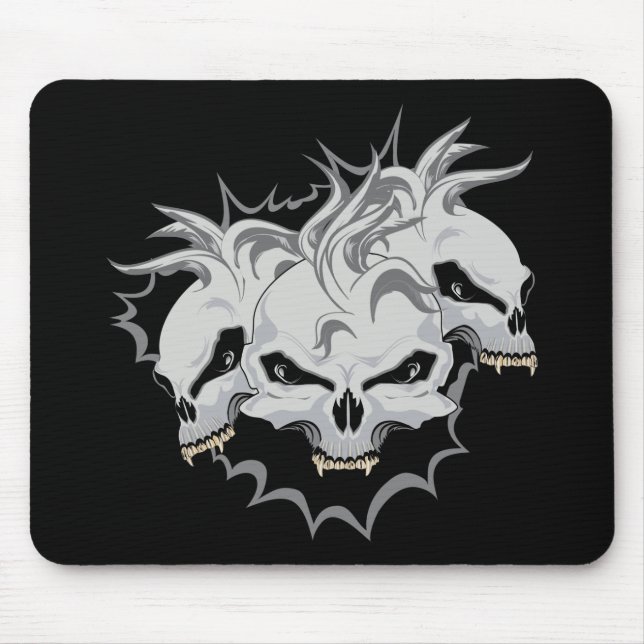 Triple Terror Skulls Mouse Pad (Front)