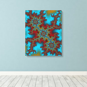 Triple Threat Blue and Red Abstract Fractal Art Canvas Print