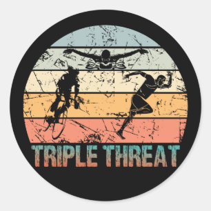 Triple Threat - Triathlon Athlete Classic Round Sticker