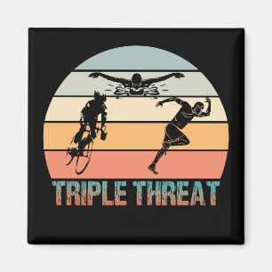 Triple Threat - Triathlon Sunset Magnet