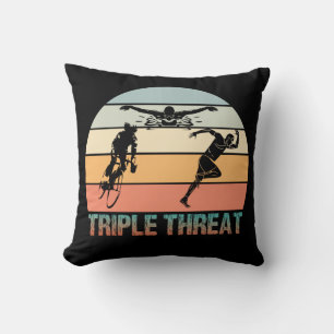 Triple Threat - Triathlon Sunset Throw Pillow