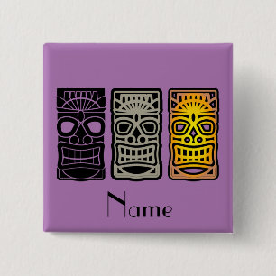 Triple Tiki Sculptures Thunder_Cove 2 Inch Square Button