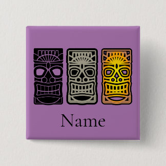Triple Tiki Sculptures Thunder_Cove  2 Inch Square Button
