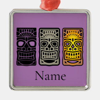 Triple Tiki Sculptures Thunder_Cove Metal Ornament