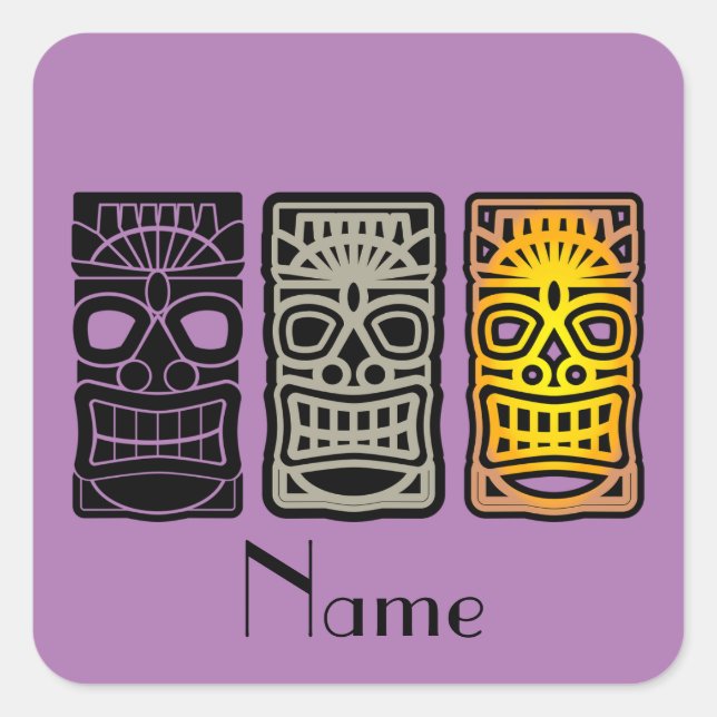 Triple Tiki Sculptures Thunder_Cove Square Sticker (Front)