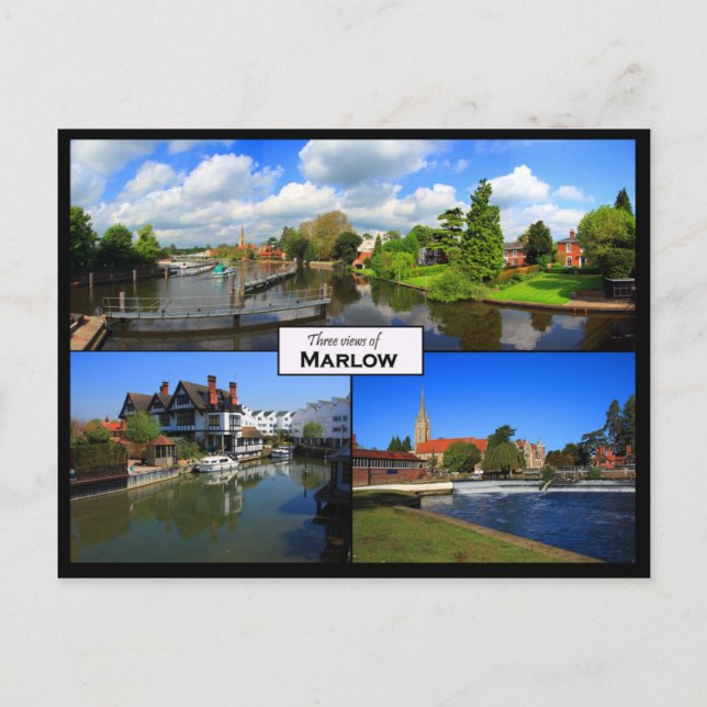Triple view postcard of Marlow, Buckinghamshire (Front)