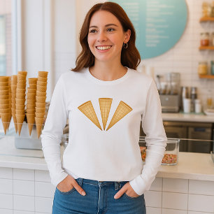 Triple Waffle Ice Cream Cone Summer Dessert T-Shirt