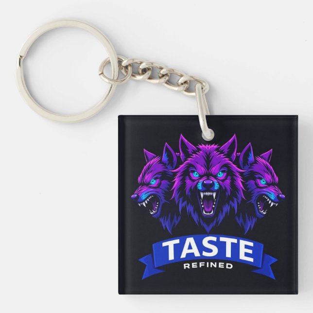 Triple Wolf Design Emphasizing Strength Keychain (Front)