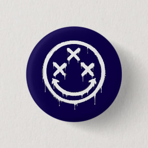 Triple X-Eyed Graffiti Smile 1 Inch Round Button