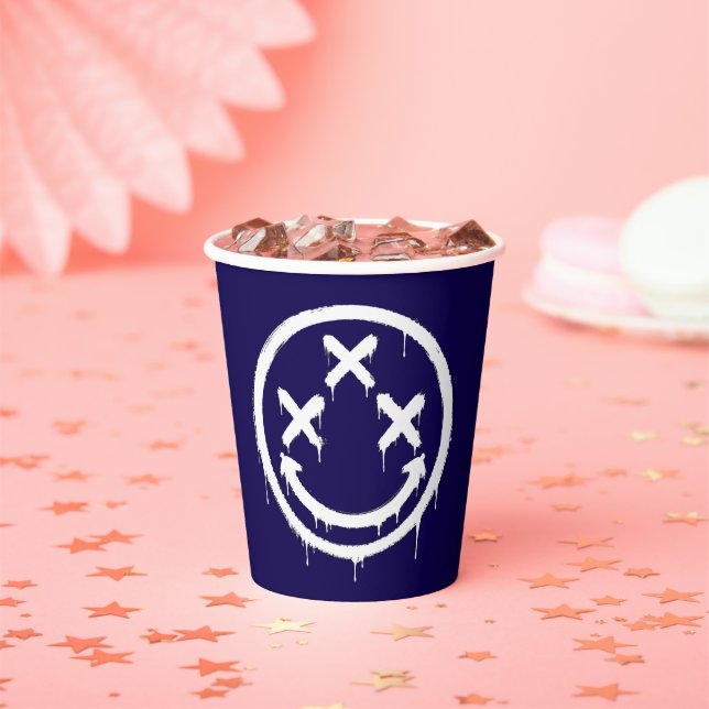 Triple X-Eyed Graffiti Smile Paper Cups (Insitu)