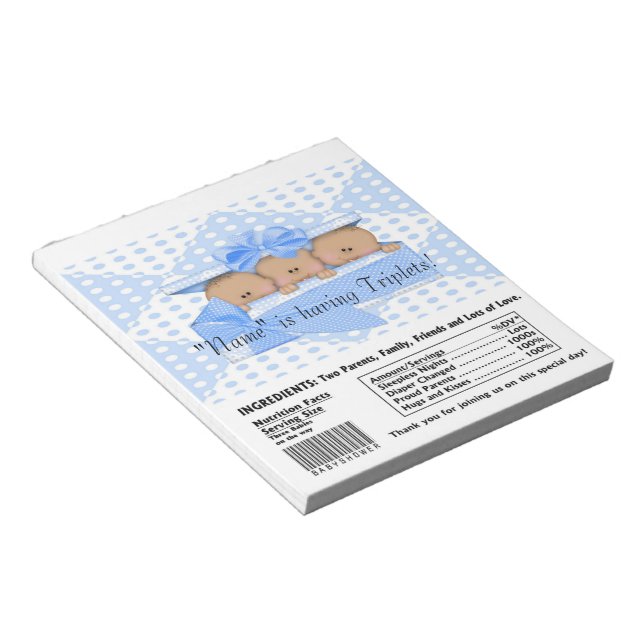 Triplet Baby Shower Candy Bar Wrappers Party Favou Notepad (Angled)