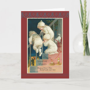 Triplet carte de Noël Victorien vintage