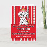 Triplet Congratulations Dalmatian Puppy Firehouse
