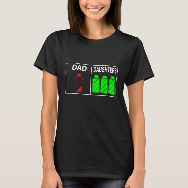 Triplet Dad of Three Daughters Funny Father's Day  T-Shirt (Front)