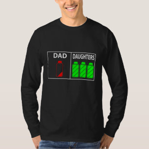 Triplet Dad of Three Daughters Funny Father's Day  T-Shirt