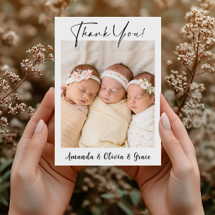 Triplet Girls Merci nouveau-né Faire-part bébé