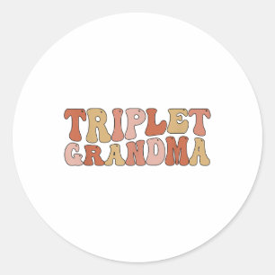 Triplet Grandma Of Triplets Groovy Triplet Grandmo Classic Round Sticker