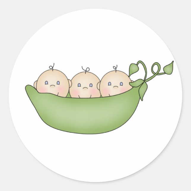 Triplet Peas in a Pod Classic Round Sticker (Front)