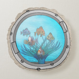 Triplet Portholes Round Pillow