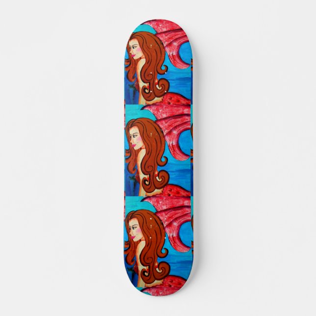 triplet redheaded mermaids skateboard (Front)