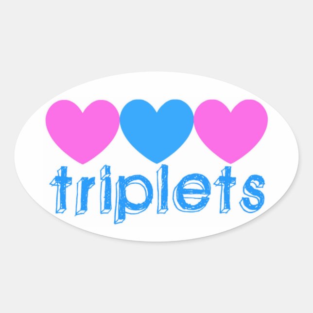 Triplet Two Girls One Boy Oval Sticker (Front)