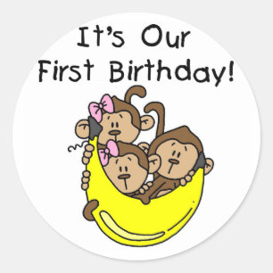 Triplets 1st - Two Girls One Boy Tshirts and Gifts Classic Round Sticker