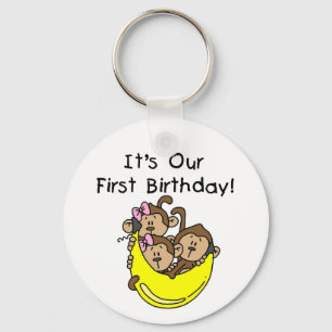 Triplets 1st - Two Girls One Boy Tshirts and Gifts Keychain