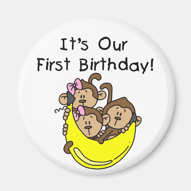 Triplets 1st - Two Girls One Boy Tshirts and Gifts Magnet (Front)