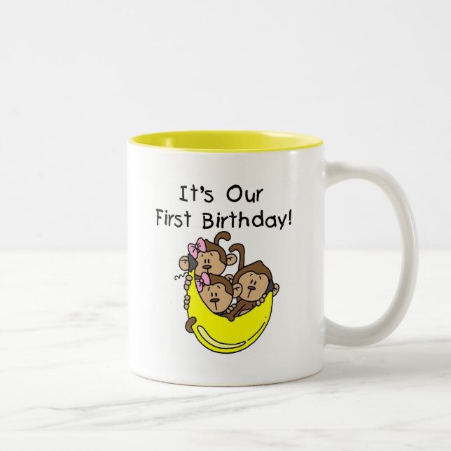 Triplets 1st - Two Girls One Boy Tshirts and Gifts Two-Tone Coffee Mug (Right)