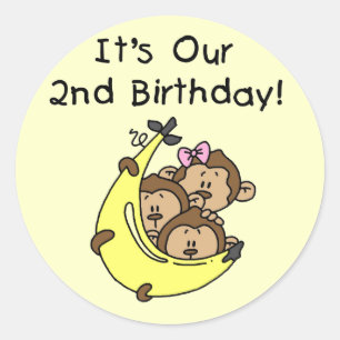 Triplets 2nd - Two Boys/ One Girl Tshirts Classic Round Sticker