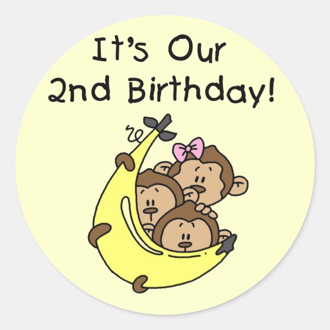 Triplets 2nd - Two Boys/ One Girl Tshirts Classic Round Sticker (Front)