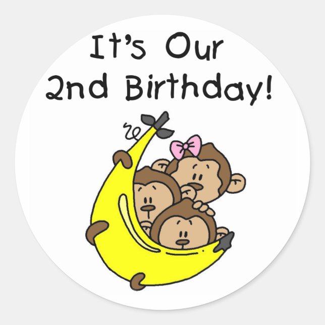 Triplets 2nd - Two Boys/ One Girl Tshirts Classic Round Sticker (Front)